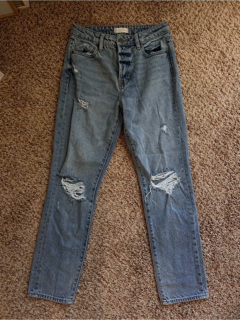 Altar'd State Distressed Light Blue high waist Straight Leg Jeans